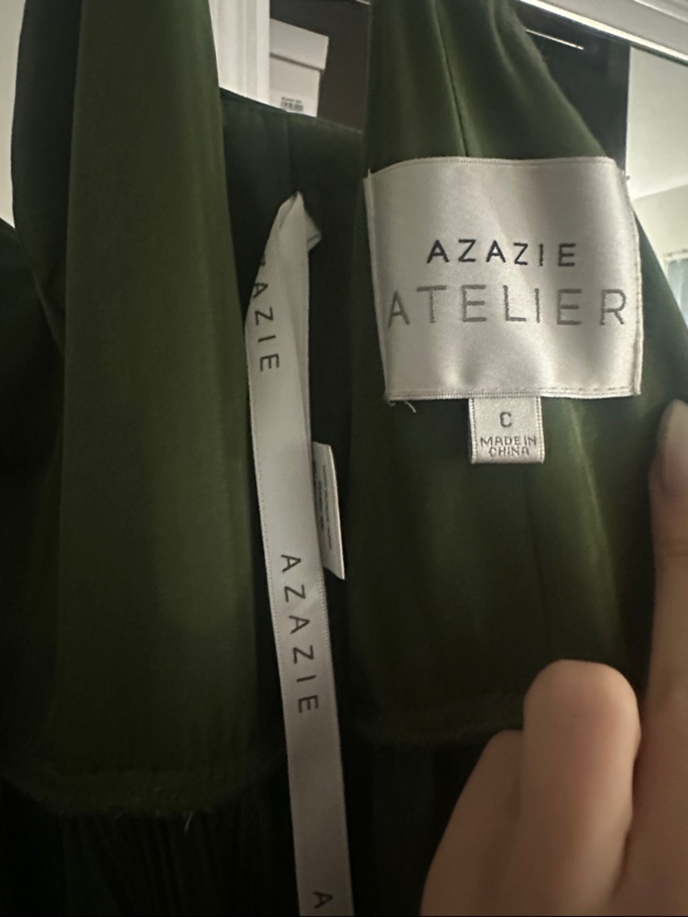 Olive Green Pleated Maxi Dress - Sleeveless Spaghetti Strap - Picture 7 of 7